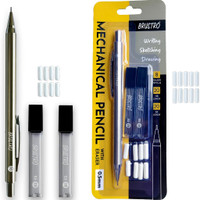 BRuSTRO Mechanical Pencil with Eraser 0.5mm Spare leads HB-20 units. 2B-20 units Pencil(Set of 1, Graphite Pencil)