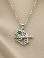Trivault Silver Plated Radha Krishna Pendant Necklace Spiritual Gift for Men Women Opal Sterling Silver Pendant
