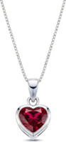 Parnika Red CZ Solitaire Heart Design Hallmark Pure 92.5 Cubic Zirconia Sterling Silver Pendant