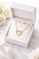 zevarna Minimal Gold Open Heart Necklace Cubic Zirconia Stainless Steel Pendant