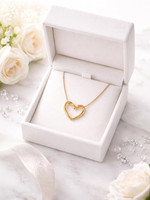 zevarna Minimal Gold Open Heart Necklace Cubic Zirconia Stainless Steel Pendant