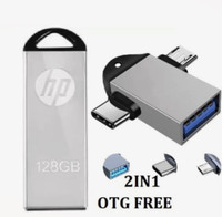 HP 128GB PENDRIVE V220w 2IN1 OTG FREE 128 GB Pen Drive(Silver)