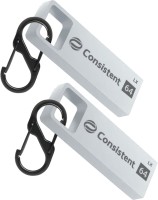 Consistent 64GB Pack Of 2 Metal Pendrive With Keychain Carabiner, 5 Years Warranty 64 GB Pen Drive(Silver)