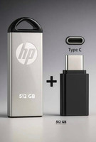 HP V220 512 GB Pen Drive Compatible with Laptop, Gaming Console, Audio Player, Tablet, Mobile, Desktop Computer USB 3.0, USB 2.0 Metal Case(Black, Silver)