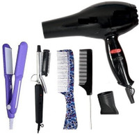 CK INDIA Hair Dryer 1500 Watts Straightener 8006 471b curler and 2 Tail Combs Hair Dryer(1500 W, Black)