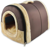 Fluffy Igloo Dog House Portable Cat Igloo Bed with Removable Cushion, 2 in 1 L Pet Bed(Fluffys Washable Cozy Dog Igloo Bed Cat Cave, Foldable Non-Slip Warm for Pets)