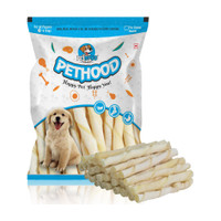 PET HOOD Rawhide Natural Milky Twisted White Sticks (900 gm) Milk Dog Chew(1 kg, Pack of 1)