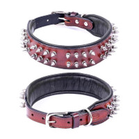 ADIL'S Leather Spike Dog Collar, Adjustable Buckle, D-Ring, Size L, Brown Dog Everyday Collar(Large, Brown)
