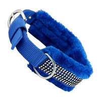 ALCAZAR Dog Neck Belt Comfy Soft Fur Padded Collar (M, Recommended for 14-23KG Pet) Dog Everyday Collar(Medium, Blue)