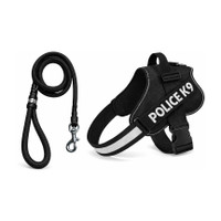 Tame Love Police K9 Harness Body Belt with Padded Rope Dog Harness & Leash(Medium, Black black)