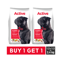 Active (2x1.2kg) , Chicken and Vegetable 2.4 kg (2x1.2 kg) Dry Young Dog Food