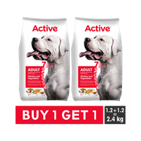 Active Buy 1 get 1 (2x1.2 kg) Chicken & Vegetable 2.4 kg (2x1.2 kg) Dry Adult Dog Food