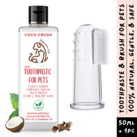 COCO CRUSH 100% Natural Pet Toothpaste & Finger Toothbrush Combo for Dental Care | Pet Toothpaste(Dogs, Cats, Puppies, Kittens)