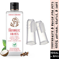 COCO CRUSH 100% Natural Pet Toothpaste, 100ml & 2 Finger Toothbrush Combo for Dental Care | Pet Toothpaste(Dogs, Cats, Puppies, Kittens)