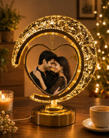 saiprinting Crystal Glow Heart Couple Photo LED Night Lamp for Bedroom & Romantic Gift 10 inch Digital Photo Frame, Photo Lamps(Gold, White, Warm)