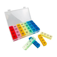 FLOVEIN 4 TIMES DAILY MULTICOLOR DETACHABLE 7 DAY WEEKLY PILL ORGANIZER BOX Pill Box(MULTICOLOR PILL CASES, TRANSPARENT BOX)