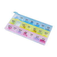 positive vibes 3-times x 7-days MONDAY to SUNDAY (Morning-Noon-Night) Medicine Pill organizer, 21 Compartment Pill Box(Multicolor)