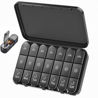 QOZWEID 7- DAY Day Medicine Box 3 Times a Day Weekly Pill Organizer for Travel Pill Box(Black)
