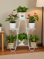 G M Crafts 6 pot multiple plant stand for outdoor indoor balcony garden (without pot white) Plant Container Set(Metal)