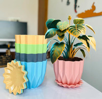 Wintrezza® Crystal Flower Pots with tray for Home & Decoration Planters Plant Container Set(Pack of 5, Plastic)
