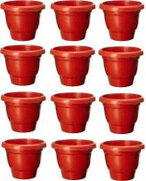god of goods 5 Round Plastic Planters for Decor Garden, indoor / outdoor, Terrace Plant Container Set(Pack of 12, Plastic)