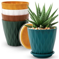 moonlike Round Flower Pots with tray for Home & Decoration Planters, Terrace, Garden Etc Plant Container Set(Pack of 5, Plastic)