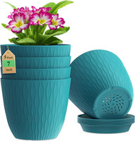 Stylex Store Flower Pots for Home Decoration, Indoor Plant Pots, Gardening Pots (Blue) Plant Container Set(Pack of 5, Plastic)