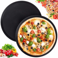AL ATASH Non-Stick 23cm Carbon Steel PizzaTray l Round Cake Baking Tray (Pack of 2) Pizza Tray(Pack of 2, Microwave Safe)