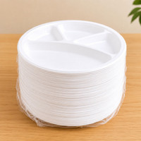 Summerdunes Disposable 4 Compartment Plates Leak Resistant White |11 Inch Dinner Plate(Pack of 25, Microwave Safe)