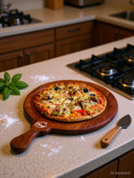 HOMIFI Wooden Pazzac Handmade Pizza Platter for Kitchenware & Restaurants (8 inches) Pizza Tray