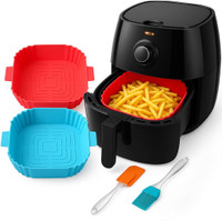Tesot Silicon Air Fryer Tray – Square Non Stick Reusable Silicone Tray Baking Dish(Pack of 2, Microwave Safe)