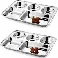 Cuttales BHOJAN THALI SET OF 2 PIECES 5 COMPARTMENTS EACH Dinner Plate(Pack of 2, Microwave Safe)