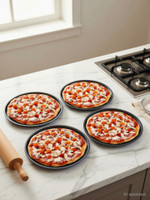Royaldeals Round Cake Baking Pan Set, 9.5" Pizza Tray Pizza Tray(Pack of 4, Microwave Safe)