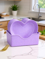 THEODORE Heart Shape Dessert|Appetizer|Salad|Snack Plastic Plates - Party, Serving,Dinner Quarter Plate(Pack of 10, Microwave Safe)
