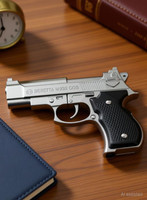 BIKRIFY Heavy Metal Full Cock Pistol Gun Lighter with Windproof Flame Beretta Gun Design Pocket Size Lighter With Adjustable Flame Feature Pocket Pocket Lighter(Silver)