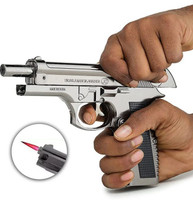 teamB 608 Gun Lighter – Heavy Metal Pistol Design | Jet Flame | Windproof & Refillable 608 metal gun lighter Pocket Lighter(Silver)
