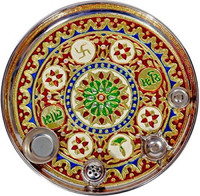 Flywind Decorative Home Decor Designer Stainless Steel Pooja Thali Set for Gift Pooja Stainless Steel(1 Pieces, Multicolor)