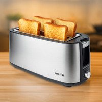 iBELL CrustoF40 Bread Toaster -Auto Shutoff, Defrost/Reheat/Cancel Button, 7 Level, 1400 W Pop Up Toaster(Silver)