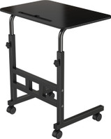 ELV DIRECT Multipurpose Adjustable Height Table With Wheels For Work From Home,Study,Office Wood Portable Laptop Table(Finish Color - BLACK, DIY(Do-It-Yourself))
