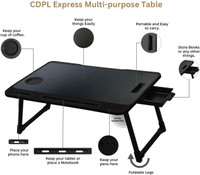 FurniGully Foldable Multipurpose Wood Portable Laptop Table(Finish Color - BLACK, Pre Assembled)
