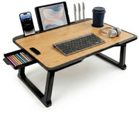CDPL Express Foldable Multipurpose Wood Portable Laptop Table Wood Portable Laptop Table(Finish Color - Wooden, Pre Assembled)
