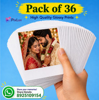 36 Customised Mini Photo Print Personalized Gifts with Your Photos on Photographic Paper(Watsap : 9677205729) | Polaroid Style Pictures in High Quality Glossy sheet Paper Print(4 inch X 3 inch, cards)