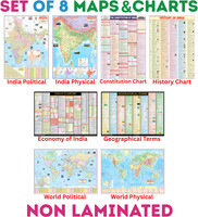 India & World Map ( Both Political & Physical ) with Constitution of India , Indian History , Indian Economy & Geographical Terms Chart | Set Of 8 | Useful for UPSC and other competitive exam preparation | Fine Art Print(28 inch X 40 inch)