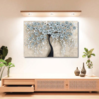 Modern 3D Grey Floral Tree Fine Art Paper Print Poster for Living Room & Bedroom Decor (24 x 36 Inches, 300 GSM, Unframed) Vinyl(24 inch X 60 inch, Standard Packaging – Rolled in Protective Hard Tube)
