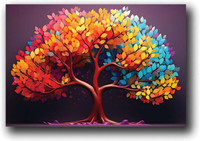 Colorful Abstract Vibrant Tree Self Adhesive Wall Poster Waterproof Vinyl Sticker Art Print for Home Decor (24x36 Inch, Pack of 1) No Frame Vinyl(24 inch X 60 inch, Standard Packaging – Rolled in Protective Hard Tube)
