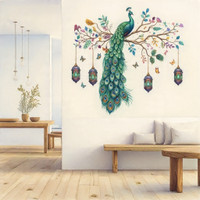 "MAHAKALARTSS Multicolour Peacock Wall Sticker Home Decoration Hanging Lantaern Elegant Big Art Decor, 75x60 CM, Multicolor Fine Art 3D Poster (30 inch X 22 inch) Paper Print (22 inch X 30 inch, 1 Poster)" Paper Print(24 inch X 29 inch, NORMAL)