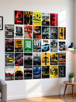 Pack of 33 Aesthetic Wall Collage Kit Posters | Posters for Wall Decoration | Wall Art For Bedroom, Office, Living room, (6 inch X 4 inch) Set of 33 Cars Prints Vinyl(6 inch X 4 inch, Rolled)