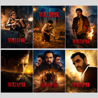Mirzapur Wall Poster Collection | Set of 6 Movie & Web Series Posters | 9x12 Inch Character Artwork | Indian Crime Thriller Room Decor | Posters with Glue Paper Print(12 inch X 9 inch, Rolled)