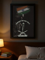 Indian Flag Framed Poster with Army Insignia - Indian Army Poster Framed -A4 8x12 Inches| 3mm Unbreakable Acrylic Glass| or Living Room, Bedroom, Office, Students, Patriots Paper Print(12 inch X 8 inch, FRAMED)