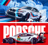 Set of 6 Racing Car Wall Poster, Split sport car posters - 8x12 inch (A4 Size-300GSM) Included Glue dots Wall Decor Posters Wall Art For Bedroom, Living room, Office, Dining Room-Cardstock Paper Print(11.27 inch X 8.27 inch)